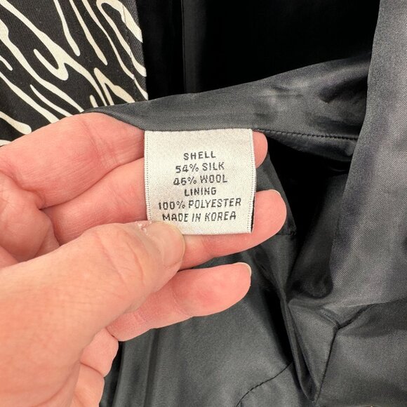 Talbots 1/2‎ Zip Jacket Womens Size 12 Black White Silk Wool Blend Satin Lined - Picture 5 of 8